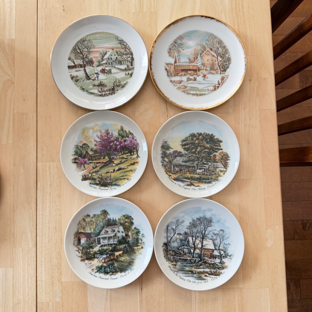 6 Vintage 1960's Currier & Ives Plates